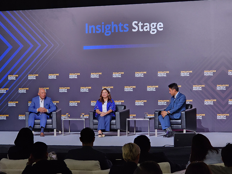 GCash CEO Martha Sazon featured at the Singapore Fintech Festival 2023 stage with Mynt Chairman Ernest Cu 1