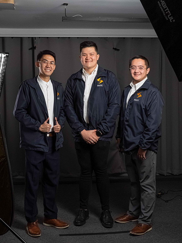 Solx Team Left to Right Co Founder CEO Sergius Santos Co Founder COO Matt Tan and Co Founder Senior Vice President Bradley Cua