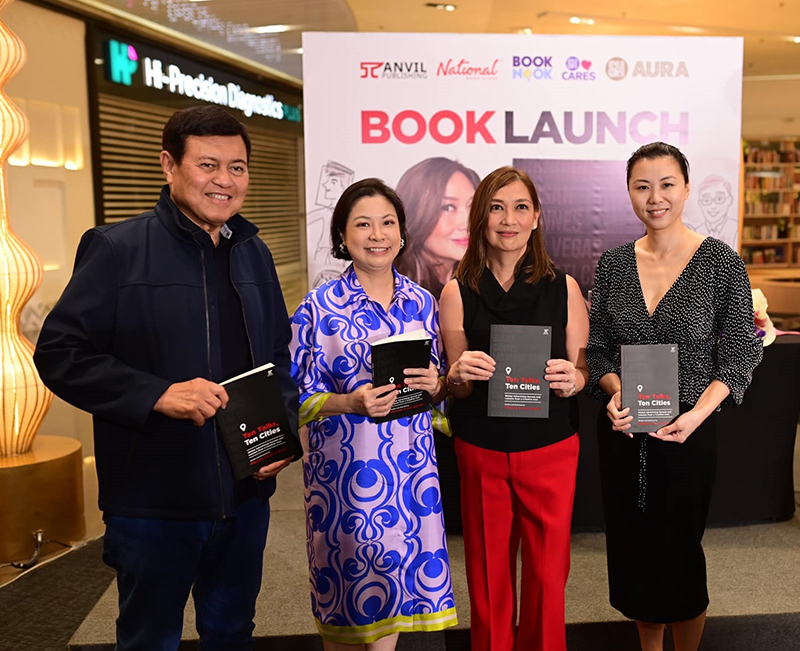 5 Advertising veteran Merlee Jayme second from right launches her book Ten Talks Ten Cities with L R Businessman and former politician Manny Villar Natio