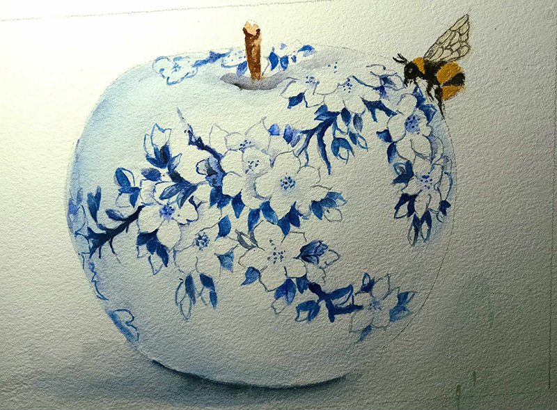 Margarita Lim Porcelain Apple Series 8 x 11 watercolor 2024