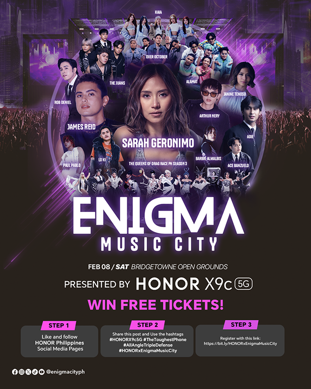 Mechanics on how to win a ticket at HONOR X9c 5G x Enigma Music City