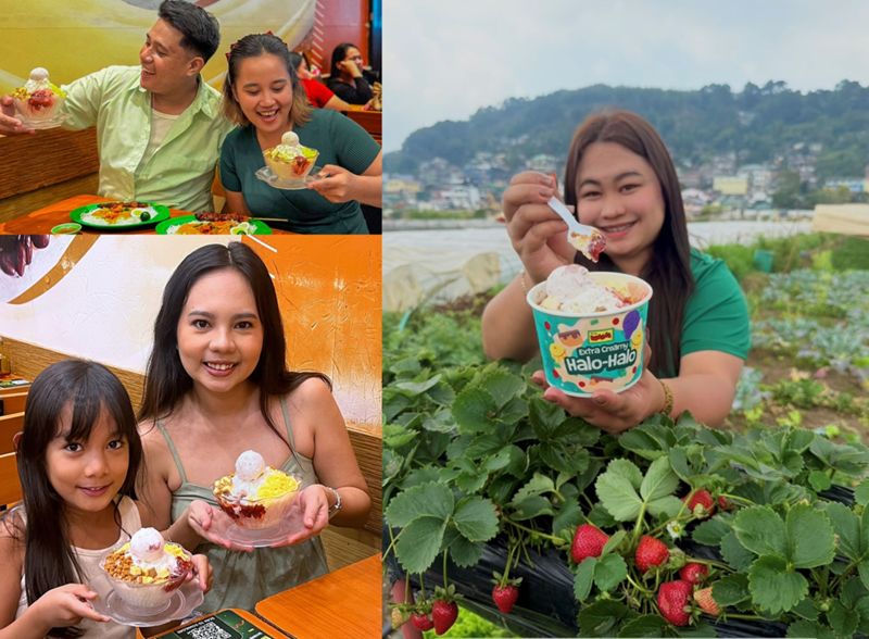 Enjoy the Mang Inasal Strawberry Cheesecake Halo Halo via dine in takeout drive thru and delivery