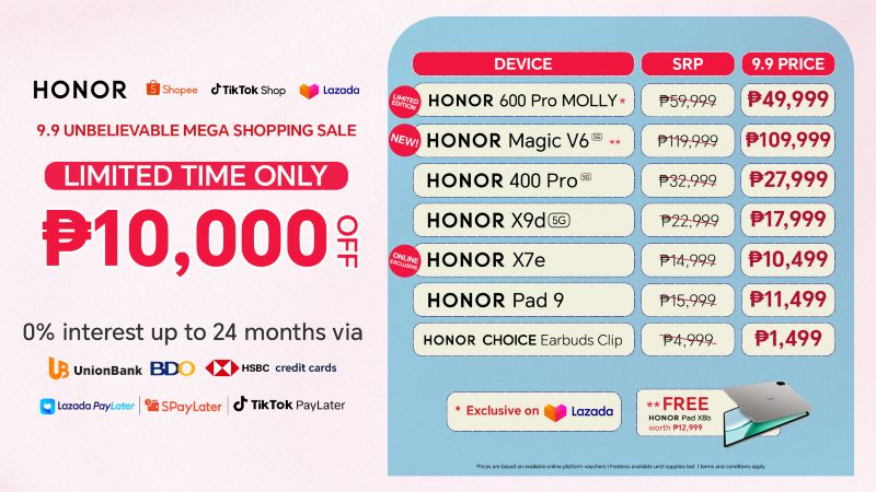 HONOR 600 Pro Molly joins Lazada 9.9