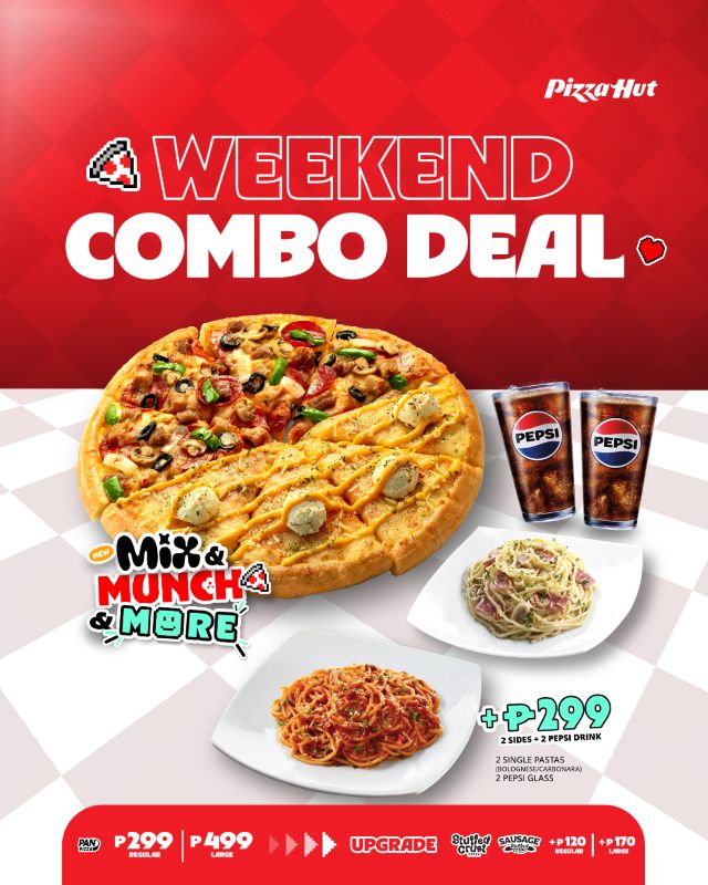 Switch up your Pizza Hut Mix & Munch feast with the new 'Make It a Meal +299' upgrade Pizza Hut Mix Munch More Combo Deal