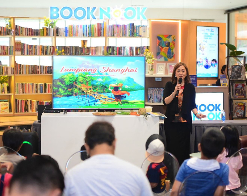 Book Nook empowers Filipinos through literacy, self-expression, and giving back 4 Nina Daza Puyat daughter of late culinary master Nora Daza holds book readings of her childrens book Ang Alamat ng Lumpiang Shanghai and The Forlorn Rice Co