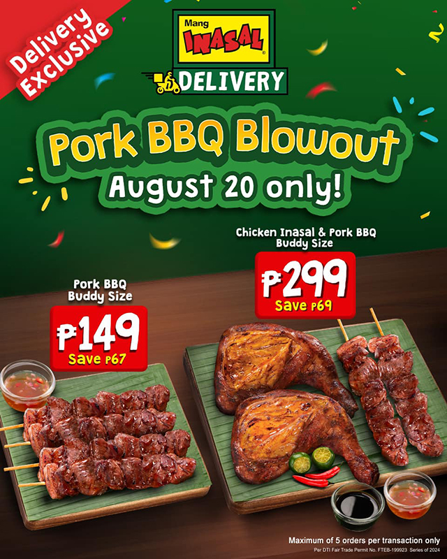 Score big savings this August 20: Mang Inasal treats delivery customers with a special Pork BBQ Blowout Mang Inasal Pork BBQ Blowout Delivery Exclusive 1