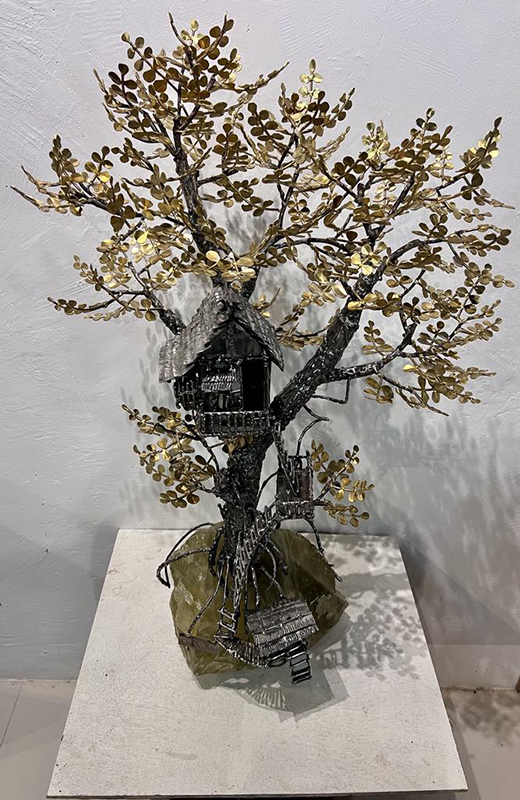Celebrate the best of Filipino artistry at the Gateway Art Fair Noel Bueza Happy Place Series stone Brass and Stainless steel H 31 W 24 D 13 2024