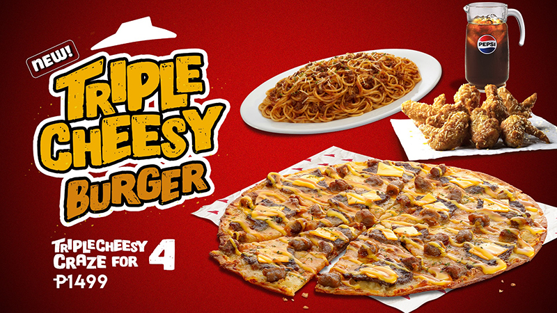 Say Cheese! Pizza Hut's New Burger Pizzais a Cheesy Dream Come True For Everyone PH TRIPLE CB FOR 4