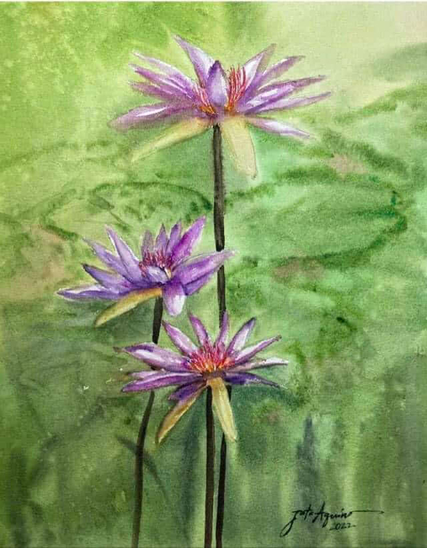 Zata Aquino mounts First Solo Exhibit Sining sa Paleta Man Heaven and Earth Watercolor on Archival Paper 22 x 15 inches Part of the exhibit Fabriano Acquarello