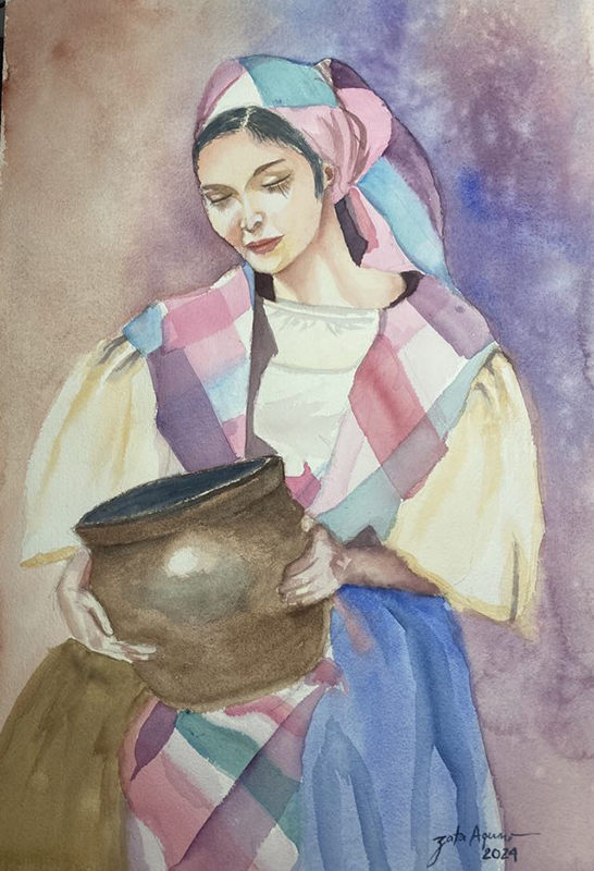 Zata Aquino mounts First Solo Exhibit Sining sa Paleta Noong Unang Panahon Watercolor on Archival Paper 22 x 15 inches 2024