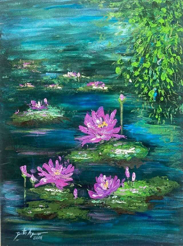 Zata Aquino mounts First Solo Exhibit Sining sa Paleta Waterlily Waltz Acrylic on Canvas 18 x 24 2024jpg
